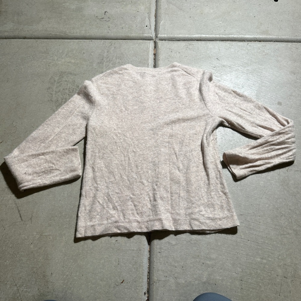 Vince Cashmere Crewneck Sweater Womens Large Beige‎ Oatmeal Holes Pilling Knit